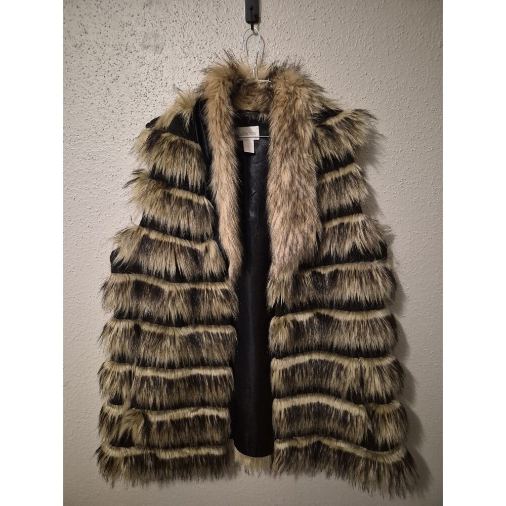CHICO'S Size 3 Faux Fur Mink Fox Vest UNIQUE & STYLISH Size XLARGE MOB WIFE - Picture 1 of 8